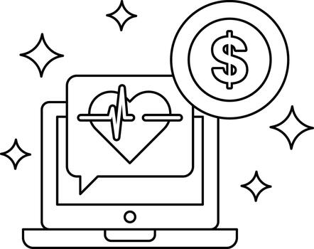 un computadora monitor con un corazón y un dólar firmar vector