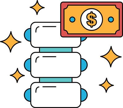 un apilar de dinero es en parte superior de un apilar de cajas vector