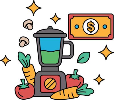 A blender with a dollar bill on top of it vector
