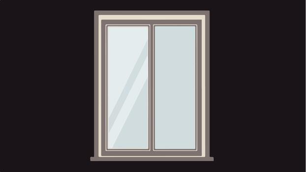 Minimalist Closed Window with Reflection on a Dark Wall vector