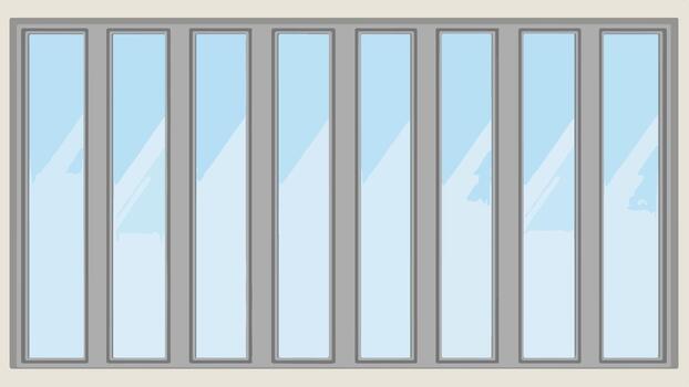 Illustration of a Modern Long Window with Multiple Vertical Panes vector