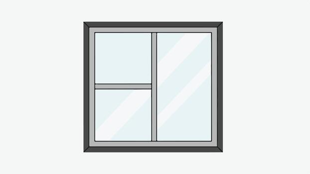 Minimalist Sliding Glass Window with Multiple Light Sections vector