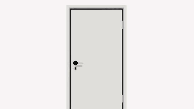 Minimalist Gray Door with Black Frame and Handle on White Background vector