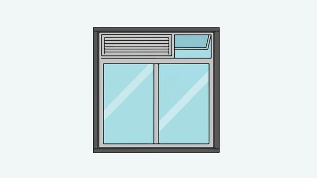Modern Fixed Window with Horizontal Ventilation Panel Illustration vector