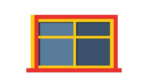 Red and Yellow Multicolored Closed Window with Four Panes vector