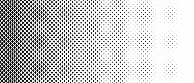 Fading diamond shape gradient pattern. Abstract rhombus gradation background. Back and white rhomb halftone wallpaper for graphic design, poster, medical banner. Transition pattern bg vector