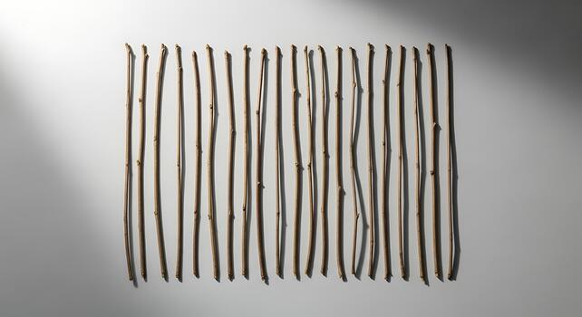 natural leña menuda arreglado en un fila con suave sombra efecto foto