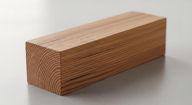 Natural Wood Block with Visible Grain Texture on Light Background Minimalist Background Element photo
