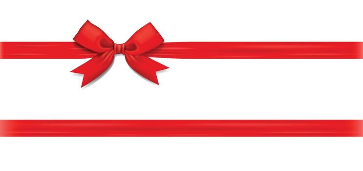 horizontal rojo cinta con centrado arco en blanco antecedentes vector