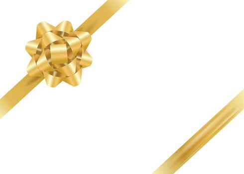 dorado diagonal cinta con arco en blanco antecedentes vector