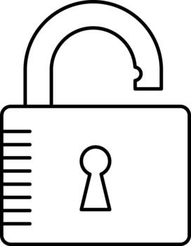 abierto candado seguridad acceso icono línea Arte vector