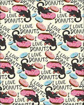 gato con rosquillas tela modelo envase papel vector