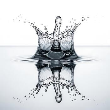 A highspeed photograph captures the mesmerizing splash of a water drop creating a crown shape with intricate details and perfect reflection photo