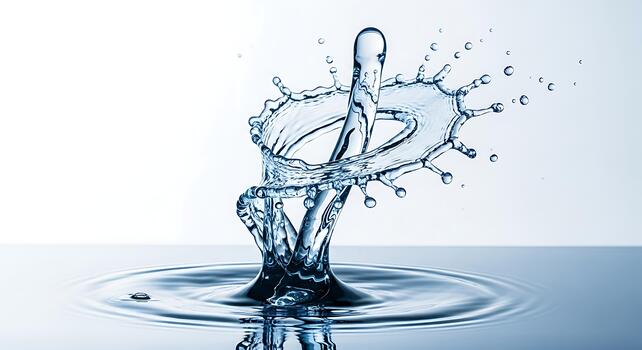 dinámica agua chapoteo congelado en tiempo, demostración intrincado gotas y ondas en un limpio, brillante antecedentes foto