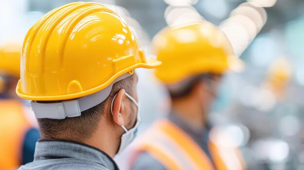 fábrica trabajadores en industrial ajustes escaparate dedicado personal comprometido a la seguridad y eficiencia. su brillante cascos simbolizar proteccion y trabajo en equipo en bullicioso ambiente foto