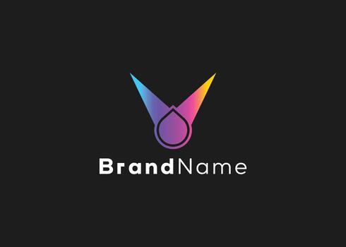 Abstract colorful letter v logo design with gradient effect on dark background vector