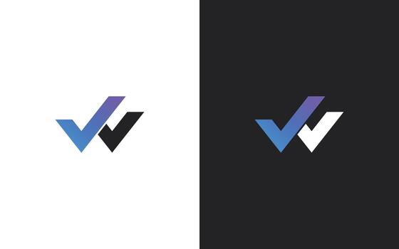 Dual check mark logo design with gradient on split background vector