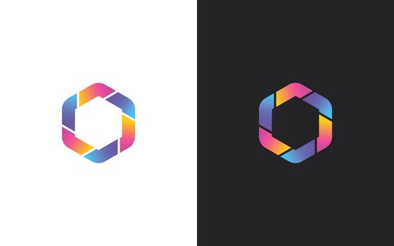 Modern Colorful Hexagon Logo with Abstract Gradient Style vector