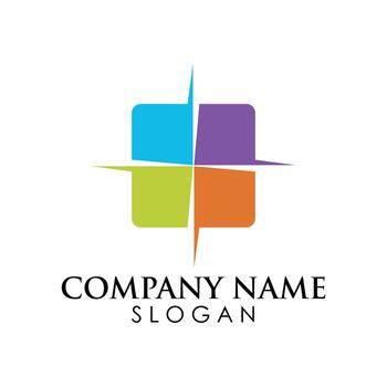 abstract logo Square Connection paper square template vector