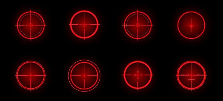 Glowing red crosshairs for a dynamic gaming interface vector