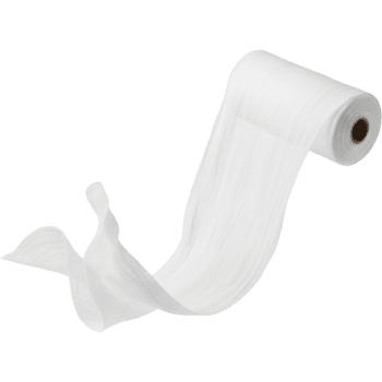 White Continuous Roll of Paper with Printed Details Displayed in a Floating Position png