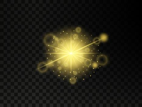 dorado Estallar de ligero con destellos y círculos vector
