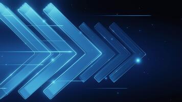 3d framställa lysande blå abstrakt pilar rör på sig höger. digital teknologi bakgrund, data flöde, framsteg begrepp. modern trogen bakgrund för presentationer, , företag. dynamisk rörelse video