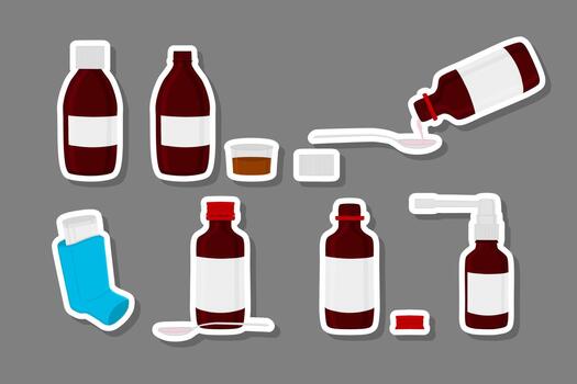 Big colored set different types of sprayers in vial vector