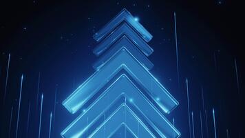 3d framställa lysande blå abstrakt pilar stigande. trogen digital bakgrund, teknologi, data, tillväxt begrepp. modern rörelse bakgrund med ljus partiklar. idealisk för presentationer, företag . video