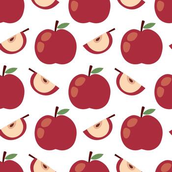 sin costura manzana modelo con todo manzanas y rebanadas plano antecedentes vector