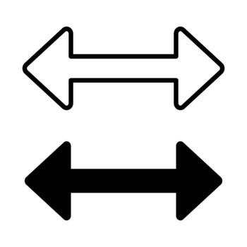 Arrow icon pointing left and right on white background. vector