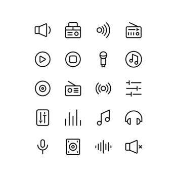 Set of simple radio line icons. Editable outline stroke object. Linear signs pack. Perfect for web apps and mobile. vector