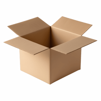 tömma öppen kartong låda med klaffar upp för förpackning isolerat på transparent bakgrund. png