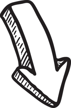 disegnato a mano direzionale freccia design elemento puntamento verso il basso navigazione semplice stile png