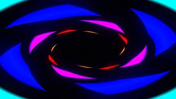 Flerfärgad neon steg flytta på spiral bakgrund vj slinga i 4k video