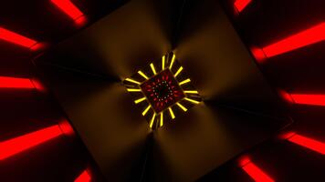 rojo y amarillo neón cuadrado líneas marcha atrás túnel antecedentes vj lazo en 4k video