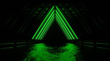 Blue and Green Neon Moving Triangular Arch Tunnel Background VJ Loop in 4K video
