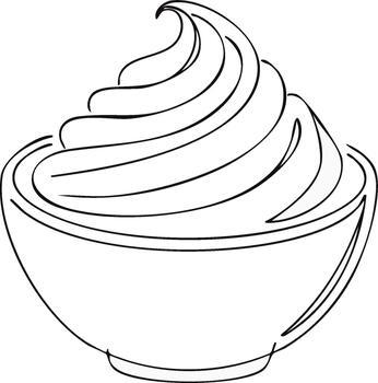 estilizado suave servir hielo crema bosquejo ilustración en cuenco en un blanco antecedentes creado con soltero continuo línea vector