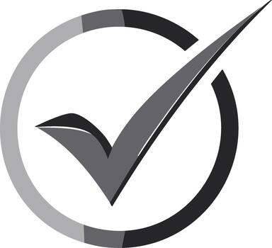 Stylish check mark in circular outline representing approval and completion vector