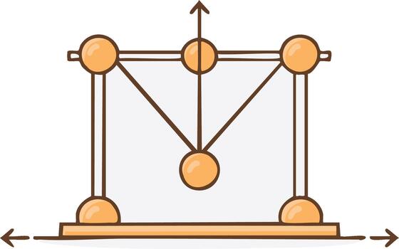 Simple schematic diagram showing balance and equilibrium, illustrating physical principles, educational and scientific concept in physics vector