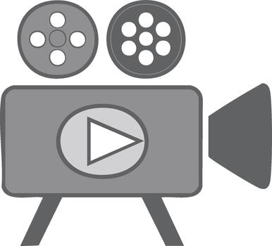 retro película cámara icono clásico rodaje símbolo con carretes y jugar botón para proyectos vector