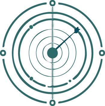 Abstract Radar Screen Illustration with Target Detection System Isolated vector