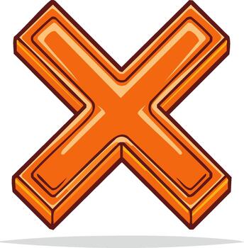 Dimensional Orange Cross Shape Illustration Shining X Symbol Element Object Isolated Art vector