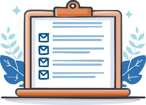 portapapeles Lista de Verificación formar documento con marcas de verificación y líneas gráfico diseño ilustración vector