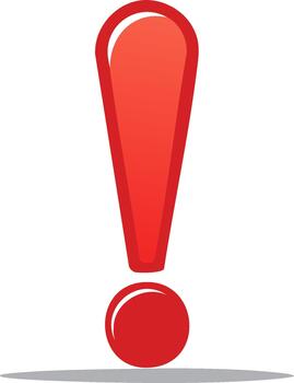 Red Exclamation Point Symbol for Attention or Warning in Design Element vector