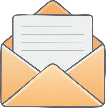 Open envelope with letter inside, symbolizing communication, messages, correspondence vector