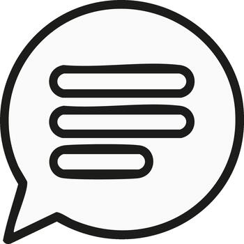 Outline Speech Bubble Icon with Lines for Text Messages and Communication Systems vector