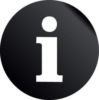 Information Icon on Black Circular Sticker with Peel Effect Informative Symbol vector