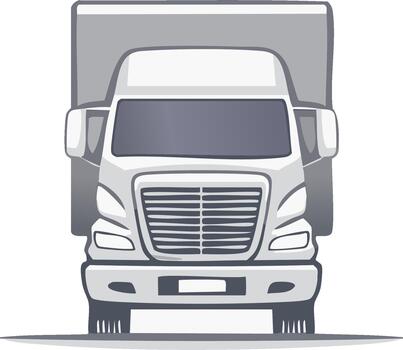 Front view of a delivery truck illustrating transport and logistics, emphasizing efficient distribution and commercial transport in a simple graphic vector