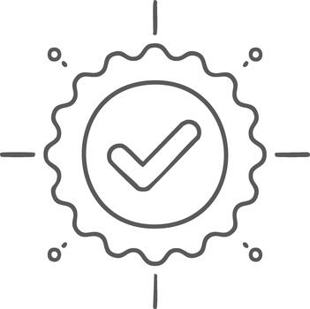 Check Mark Icon in Circular Stamp Outline. Success, Approval, Validation, Verified and Confirmation concept vector